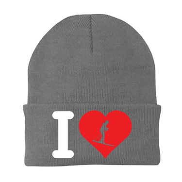 I Love Skiing Embroidered Beanie